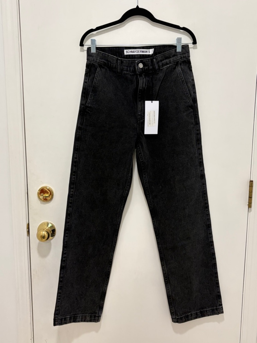 Schnayderman's Black Alef High-Rise Straight Jeans